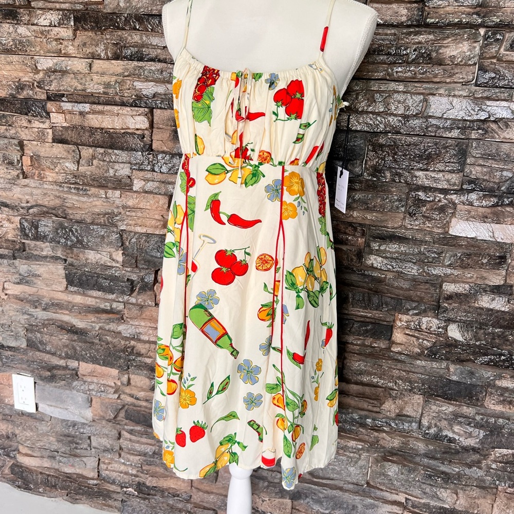 Japna Cream Sundress with Fruit & Floral Print - Picture 2 of 11